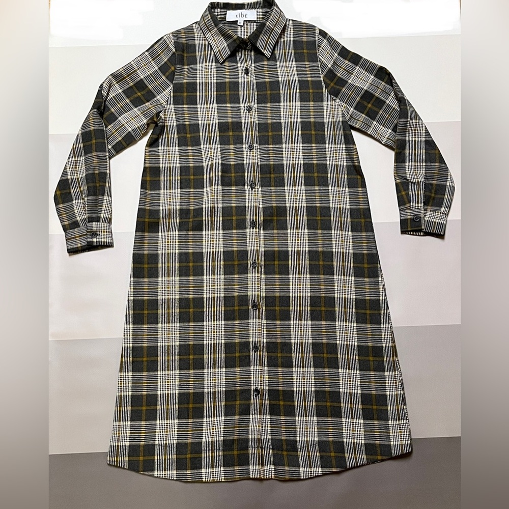 Vibe plaid shirt dress made out of flannel
